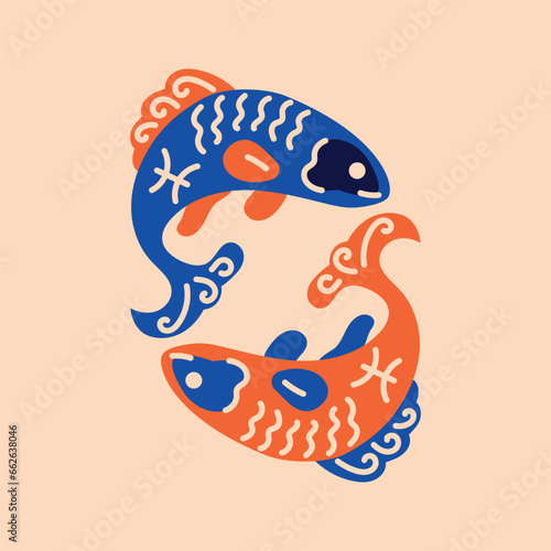 Pisces color line icon. Zodiac sign. Astrology and horoscope.