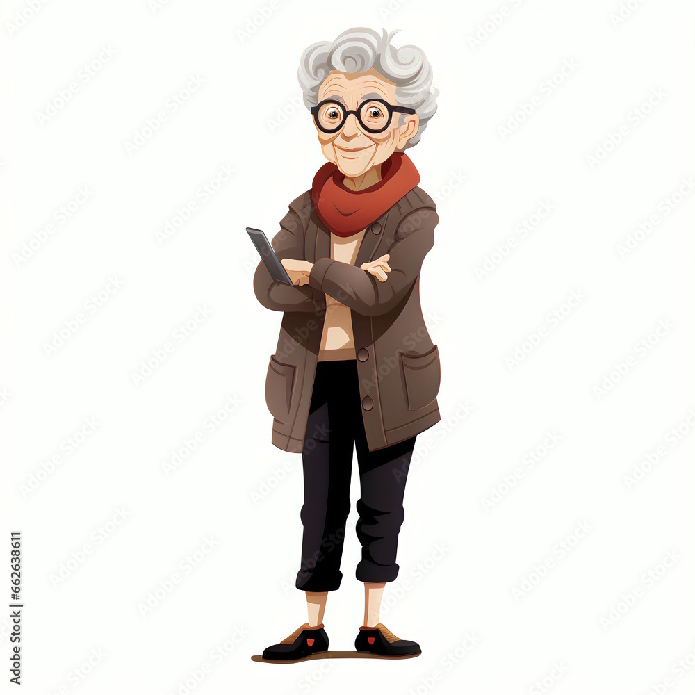 Professional full body old lady cartoon vector Professional full body old lady cartoon vector