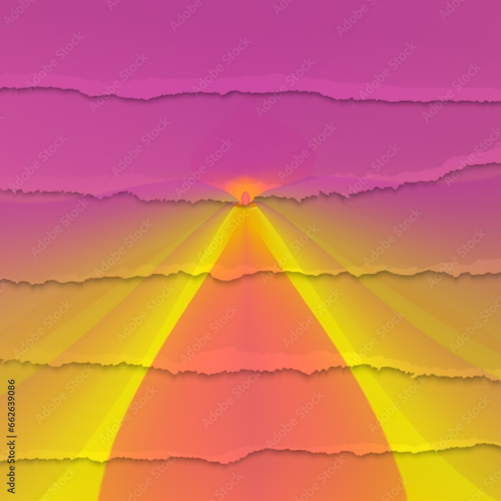 glowing bright vivid yellow and red perspective towards far distant vanishing point and a creative textured purple sky glowing bright vivid yellow and red perspective towards far distant vanishing point and a creative textured purple sky