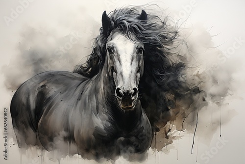 black and white horse © Man888