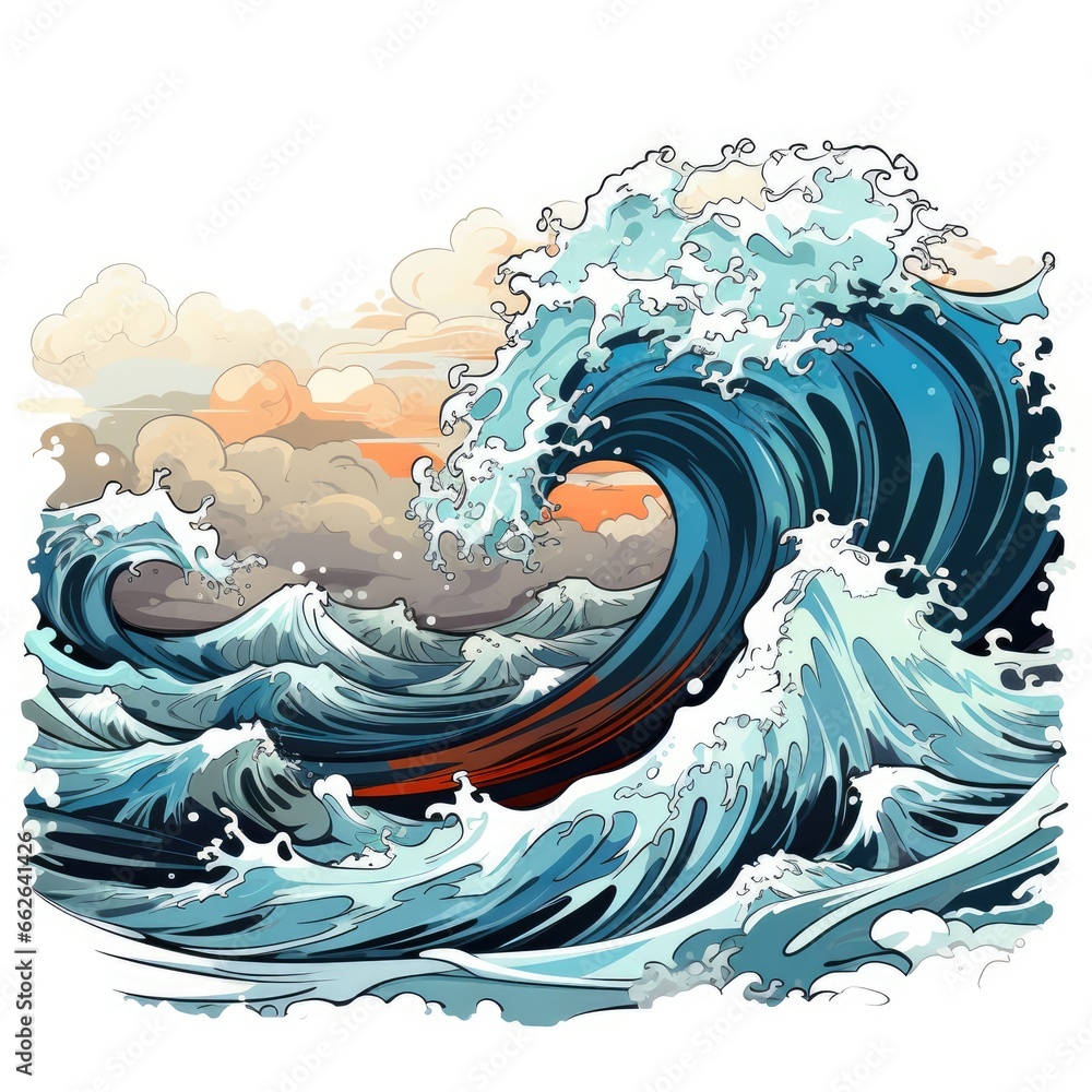 Obraz premium Distant wave crashes on the shore
