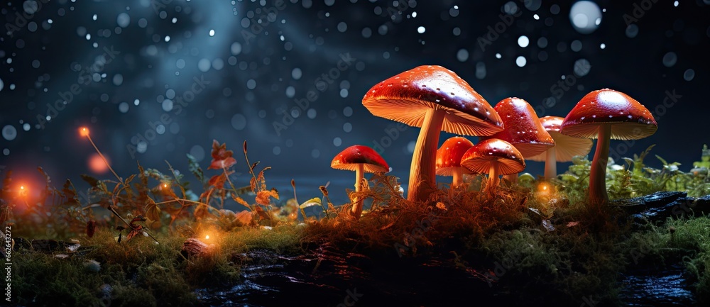 Enchanted Mushroom Realm: A Luminous Dance of Nature and Fantasy. Generative AI Enchanted Mushroom Realm: A Luminous Dance of Nature and Fantasy. Generative AI