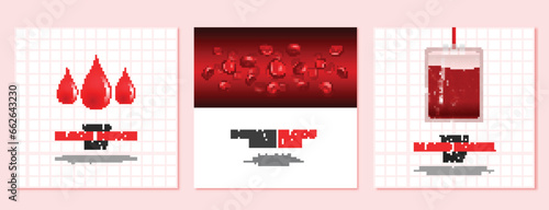 Vector world blood donor day set of posters design
