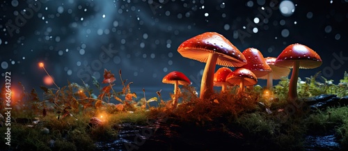 Enchanted Mushroom Realm: A Luminous Dance of Nature and Fantasy. Generative AI