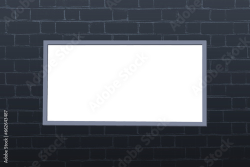 Wallpaper Mural Vector Blank poster attached to brick wall with copy space beside. Blank paper for print add presentation mockup Torontodigital.ca