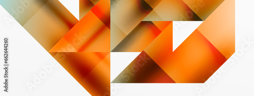 Vivid abstraction unfolds. Triangles in seamless harmony, composing dynamic geometric backdrop. Interplay of angles and hues forms captivating tapestry, evoking modernity and artistic allure