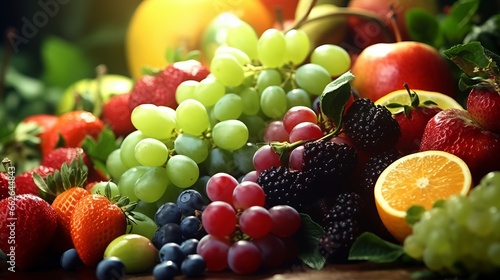 A colorful assortment of fresh fruits on a table