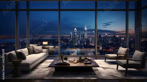 Highlight upscale homes, apartments, or condos against an opulent interior or stunning urban skyline. Allocate space for property details and contact information. Ideal for real estate listings. photo