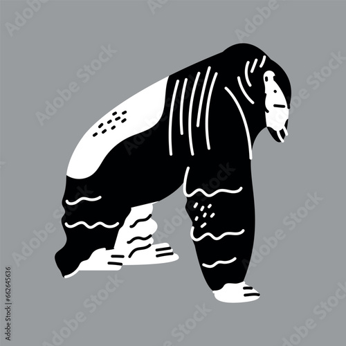 Hand drawn orang-utan monkey color concept. Children's character.