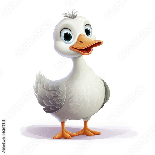 cute cartoon goose illustration on white background