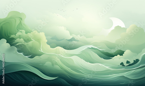Abstract background with wavy texture in green tones.