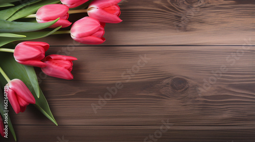 Tulip on a wooden background. Valentines day concept