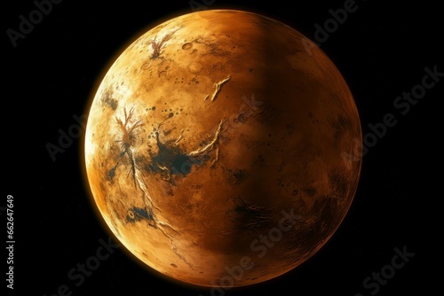 Uninhabited planet art image. Astronomy sphere world space star. Generate Ai