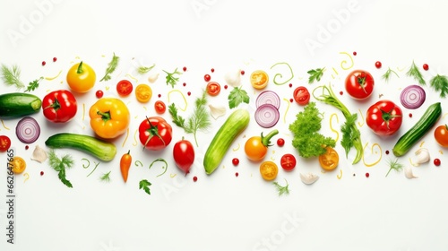 A colorful assortment of fresh vegetables on a clean white background