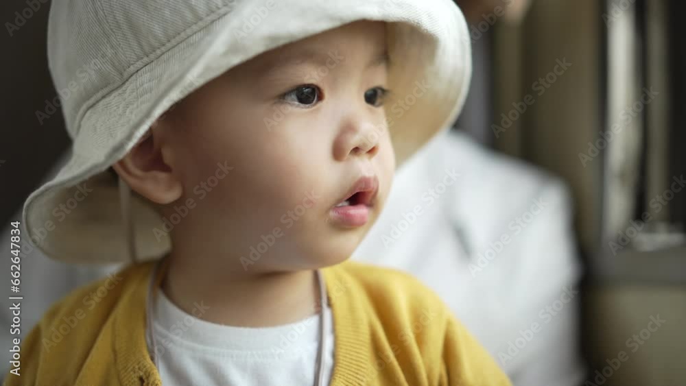 Asian Chinese little child boy and his mother traveling by train on holiday together Asian Chinese little child boy and his mother traveling by train on holiday together