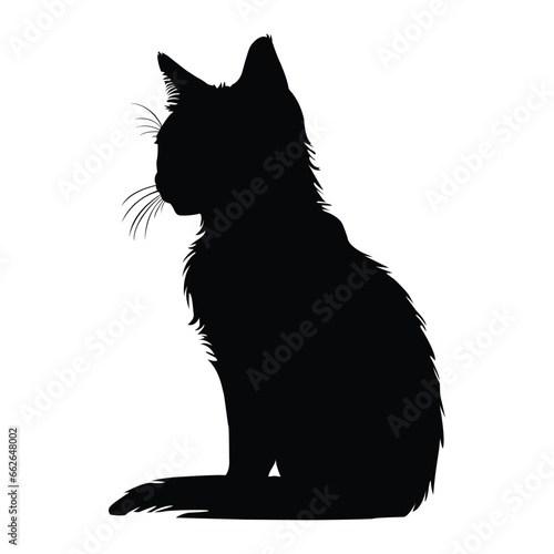 Cute Cat Silhouette on White