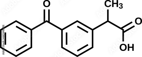 Ketoprofen structural formula, vector illustration