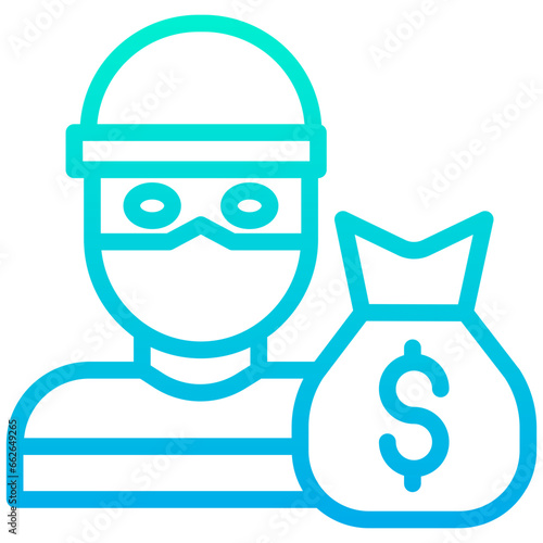 Outline Gradient Dollar Robber icon
