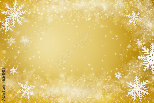 golden christmas background with snowflakes