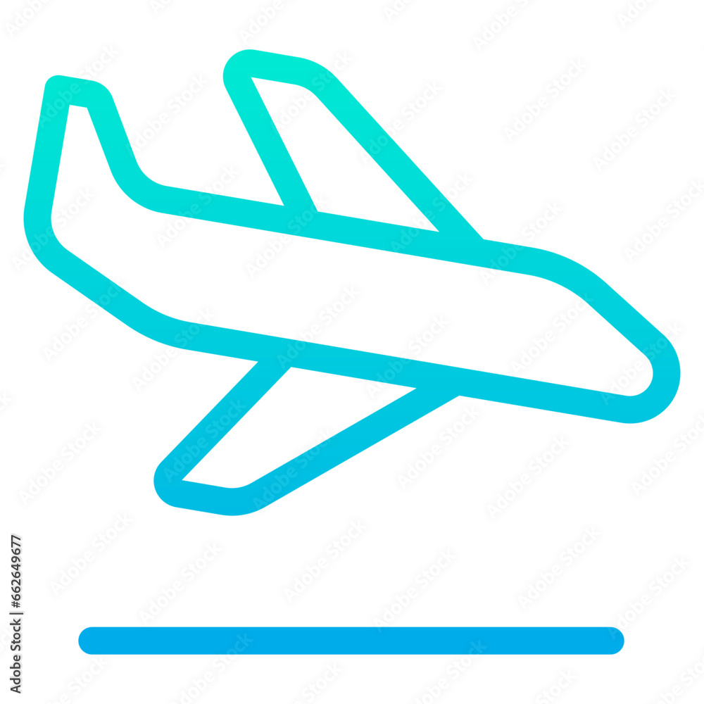 Outline Gradient Flight Arrival icon Outline Gradient Flight Arrival icon