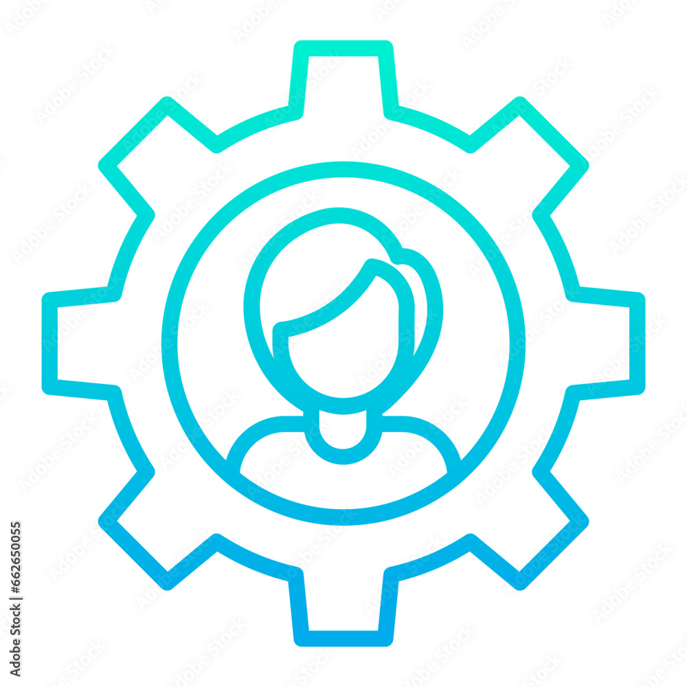 Outline Gradient Woman Management cog icon Outline Gradient Woman Management cog icon