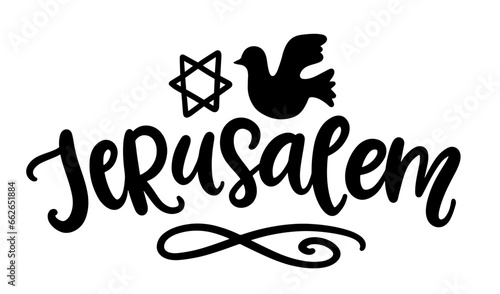 Jerusalem Israel inscription brush lettering word