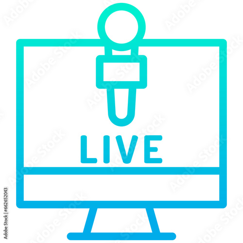 Outline Gradient Monitor Live news icon