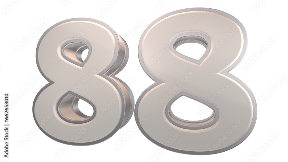Obraz premium Creative designwhite 3d number 88