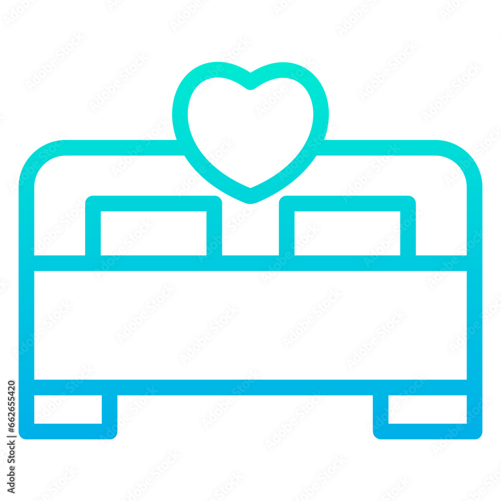Outline Gradient Valentine Bed icon Outline Gradient Valentine Bed icon