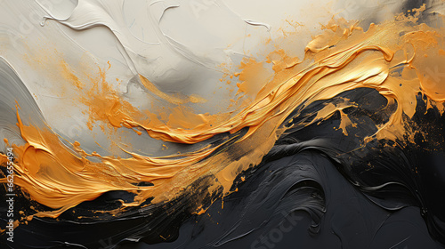 Luxury abstract abstract rough gold and black art painting wallpaper background , ink painted texture gold and black background banner