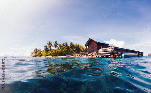  picturesque waterline shallow at Indonesian coastline paradise