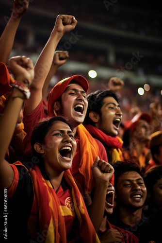 United in Excitement Energetic Crowd of Sports Fans Heartily Cheering in a Packed Stadium