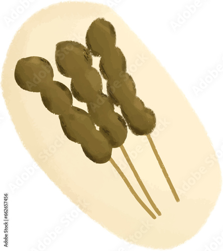 Chicken satay on plate vector 