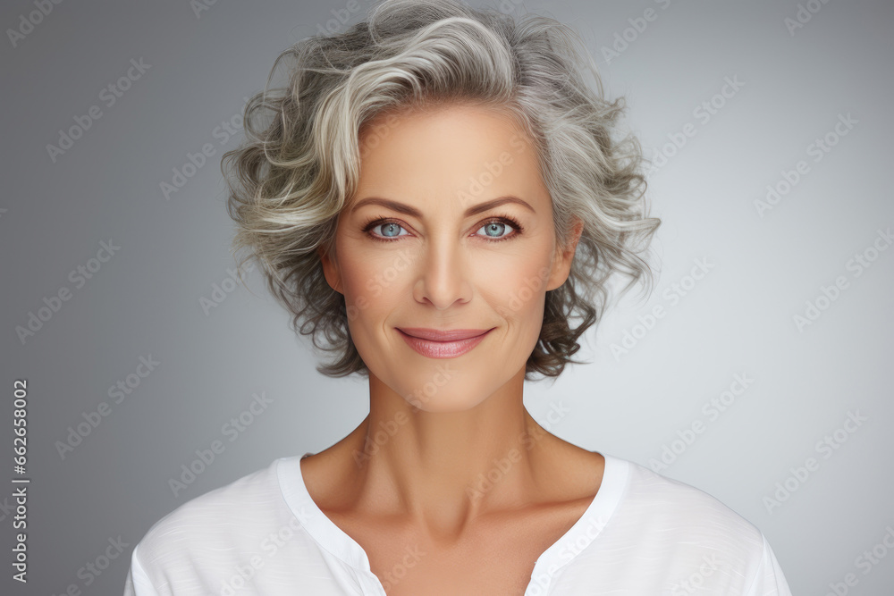 Elegance in Her 50s: Isolated Portrait Elegance in Her 50s: Isolated Portrait