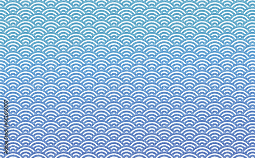 ブルーの手書き風青海波の背景