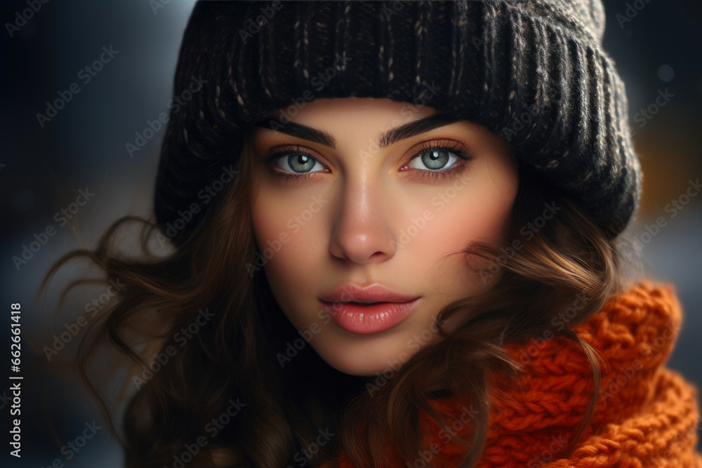 Close-Up of a Lady's Lovely Face Adorned with a Hat Close-Up of a Lady's Lovely Face Adorned with a Hat
