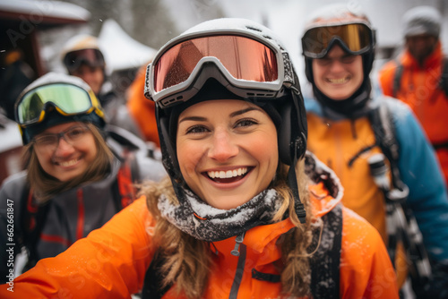 Snowy Selfie: Friends in Ski Gear