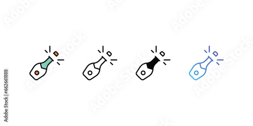 Wiskey icons, color, line, glyph, gradient, Blue icon, Food icon in five variations stock illustration.
