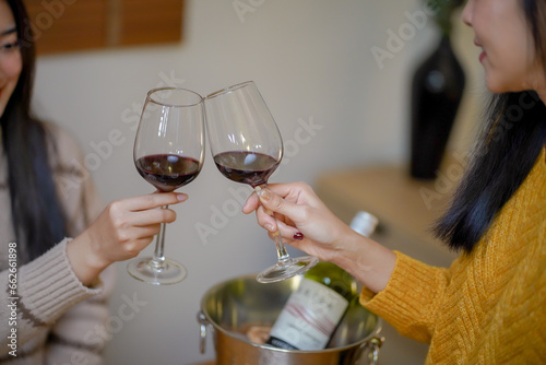 Photography Cheerful friends enjoying home Birthday holiday party