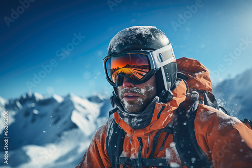 Mountain Majesty: A Skier's Frozen Journey © Andrii 