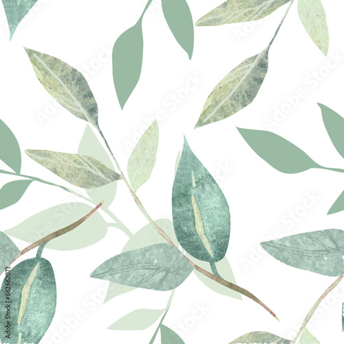 Watercolor Leaves Seamless Pattern