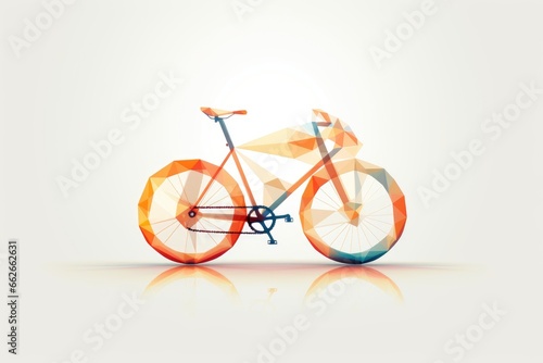 Beautiful low poly bicycle on white background photo