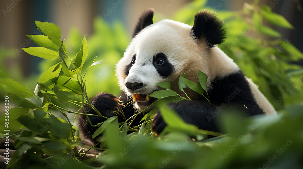 Panda Munching Bamboo Leaves Panda Munching Bamboo Leaves