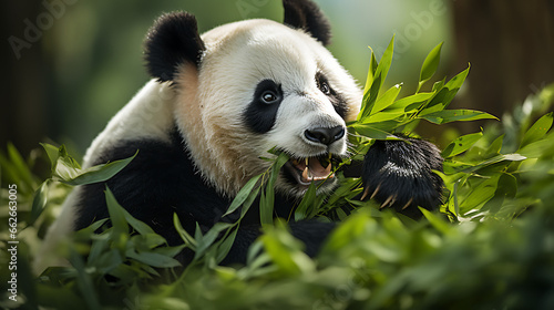 Panda Munching Bamboo Leaves