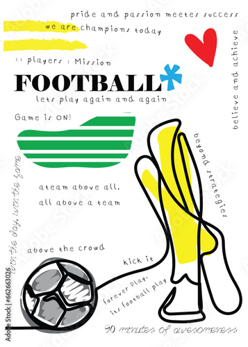 Football poster in kids style art. Lets play again and again.