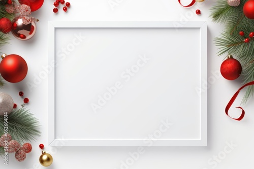 White empty blank mockup with christmas decorations.
