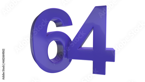 Creative design purple 3d number 64