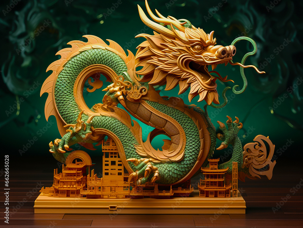 Green Dragon Figurine as a symbol of the 2024 Chinese New Year
