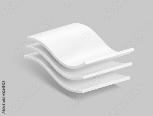 Three wavy layers with realistic shadows. Vector illustration isolated on grey background. Great infographic for your product. EPS10.