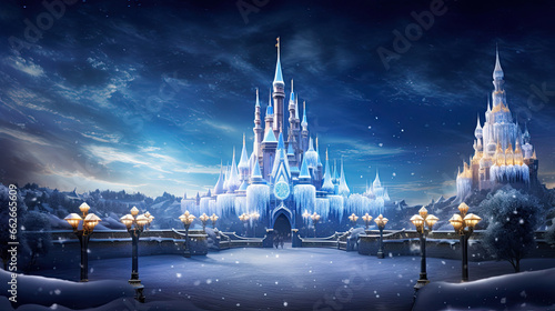 Enchanted Ice Palace: Starry Night Backdrop for Ice Splendor